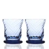 Caskata Glassware|Quinn Optic Votive Holders in Ocean, Set of 2
