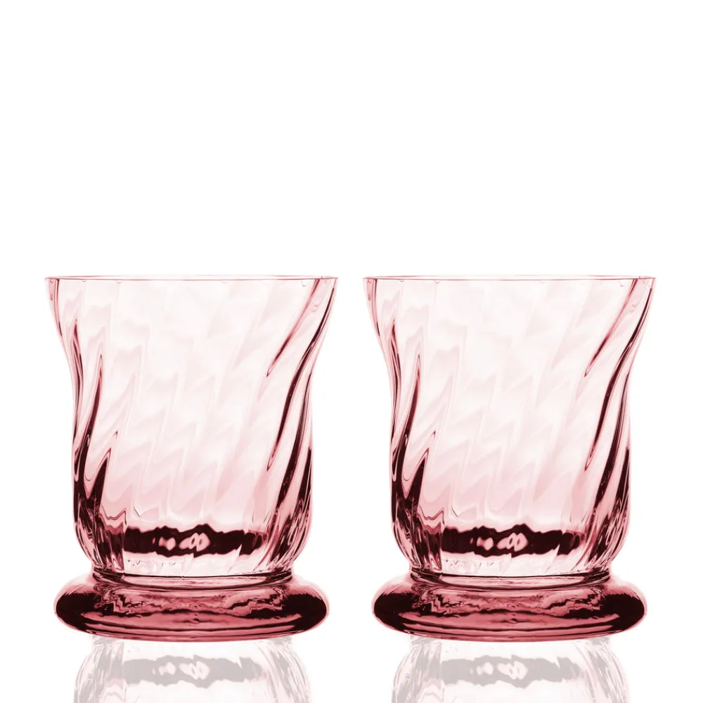 Caskata Glassware|Quinn Optic Votive Holders in Rose, Set of 2