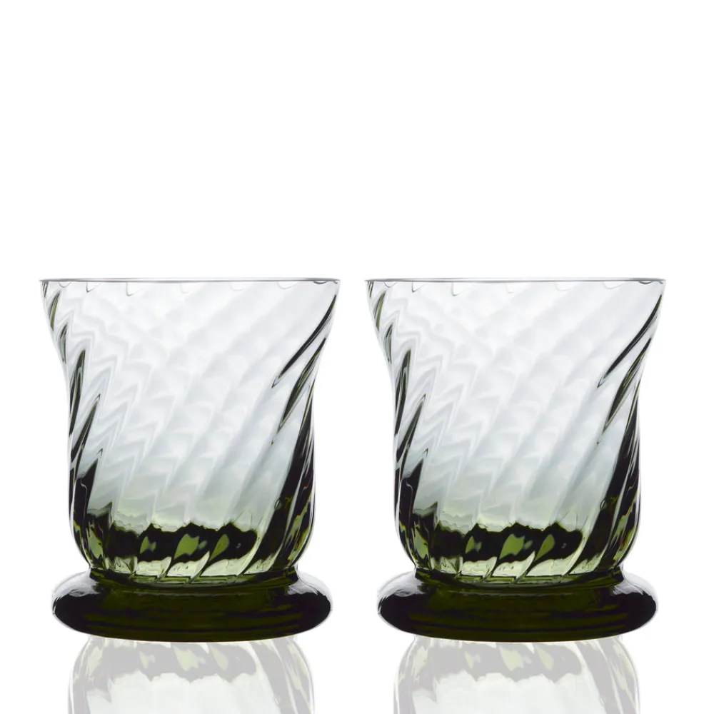 Caskata Glassware|Quinn Optic Votive Holders in Smoke, Set of 2
