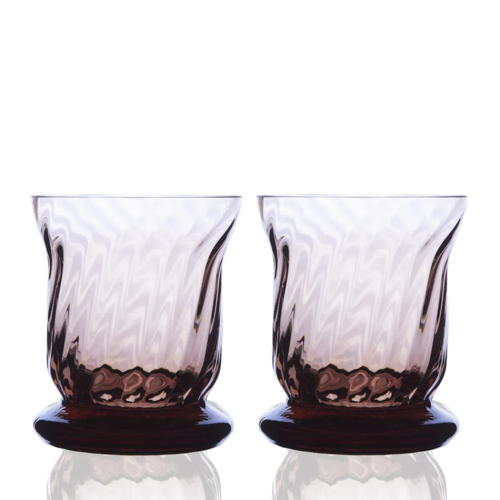 Caskata Glassware|Quinn Optic Votive Holders in Mocha, Set of 2