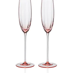 Caskata Glassware|Quinn Rose Champagne Flute Glasses, Set of 2