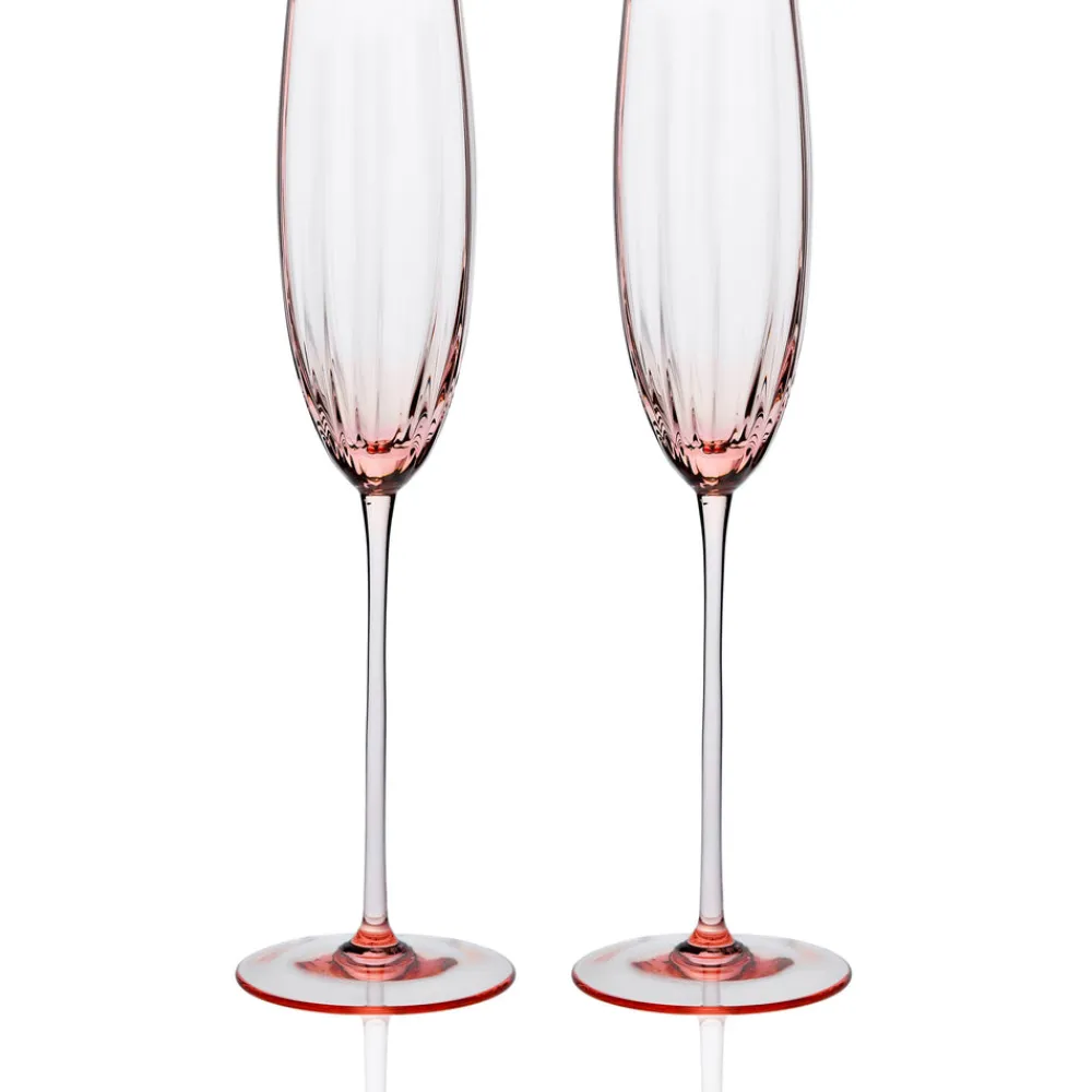 Caskata Glassware|Quinn Rose Champagne Flute Glasses, Set of 2