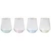 VIETRI Glassware|Rainbow Stemless Wine Glasses, Set of 4