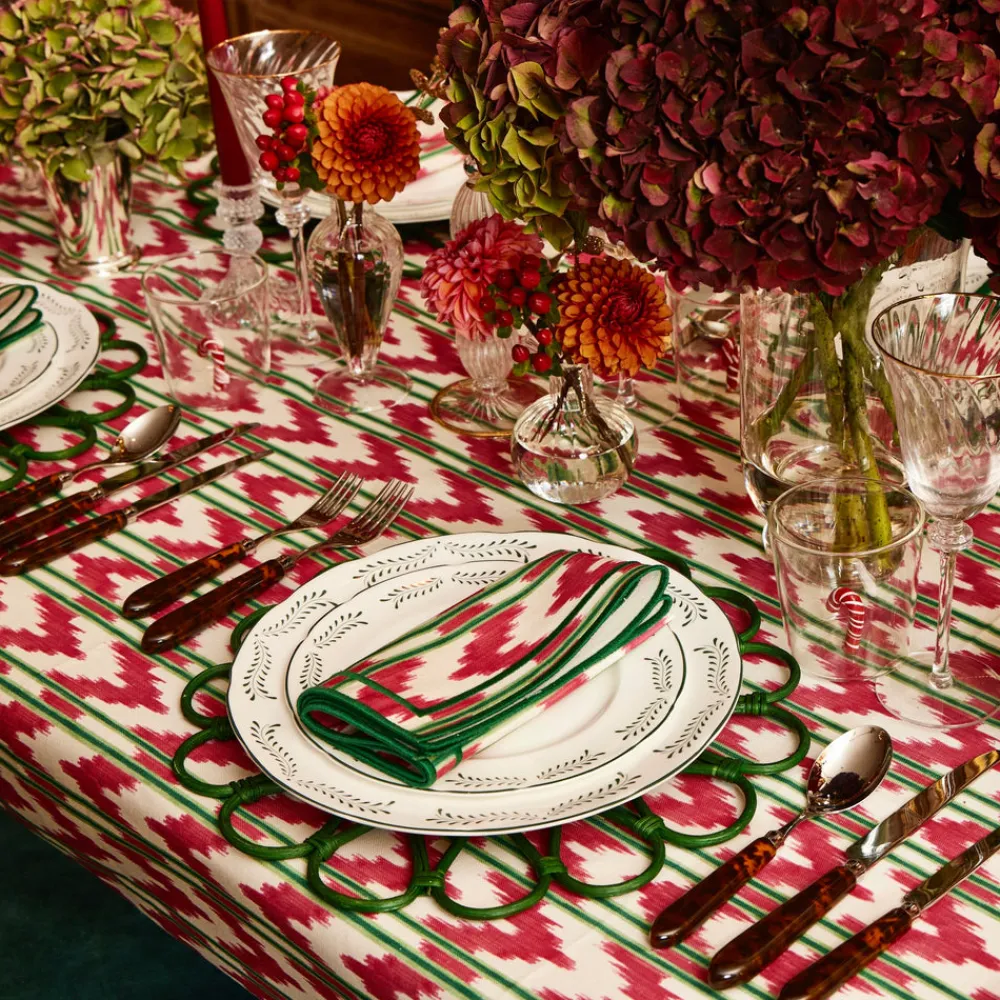Maison Margaux Place Settings & Linens|Raspberry Red Ikat Tablecloth