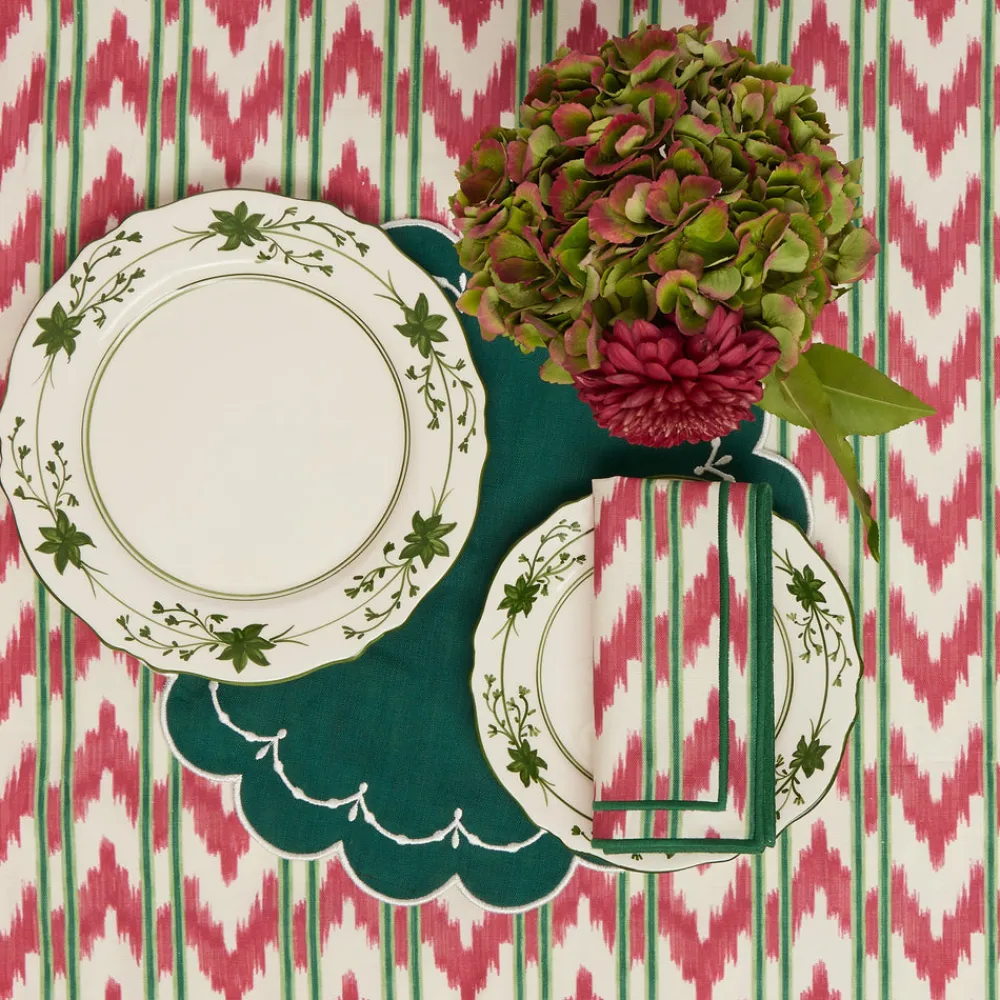 Maison Margaux Place Settings & Linens|Raspberry Red Ikat Tablecloth
