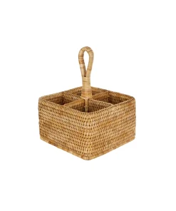 Rebecca Udall Wicker|Dinnerware|Rattan Cutlery and Condiment Carrier in Natural