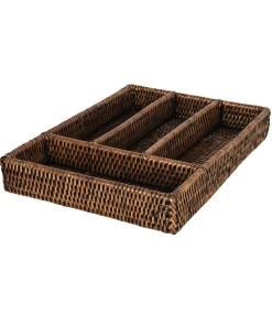 Rebecca Udall Wicker|Flatware|Rattan Cutlery Tray in Brown