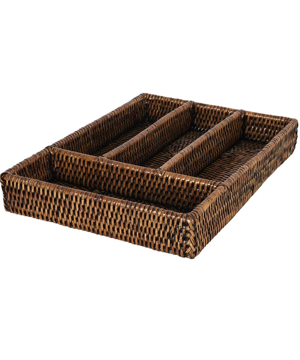 Rebecca Udall Wicker|Flatware|Rattan Cutlery Tray in Brown