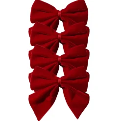 Flying Sheep Country Place Settings & Linens|Red Bow Velvet Napkin Ties, Set of 4