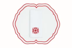 TriChi Design Place Settings & Linens|Red Snowflake Napkin and Nilufer Placemat, Set of 2