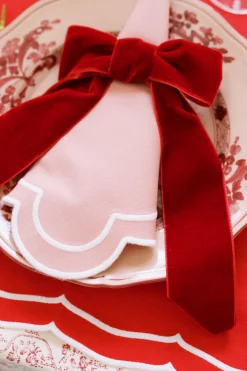 TriChi Design Décor|Place Settings & Linens|Red Velvet Napkin Bows, Set of 4