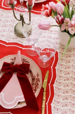 TriChi Design Décor|Place Settings & Linens|Red Velvet Napkin Bows, Set of 4