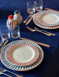 Sveva's Home Dinnerware|Red, White Blue Olive Oil and Vinegar Bottle, Set of 2