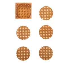 Kim Seybert Place Settings & Linens|Reed Coaster in Natural, Set of 6 in a Caddy