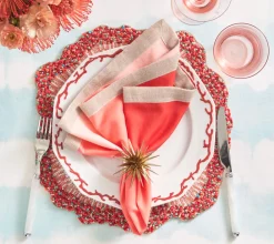 Kim Seybert Place Settings & Linens|Reef Chic Placemat in White, Coral & Turquoise, Set of 2