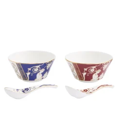 Wedgwood Dinnerware|Renaissance Mix Bowl & Soup Spoon in Gold & Red, Set of 2