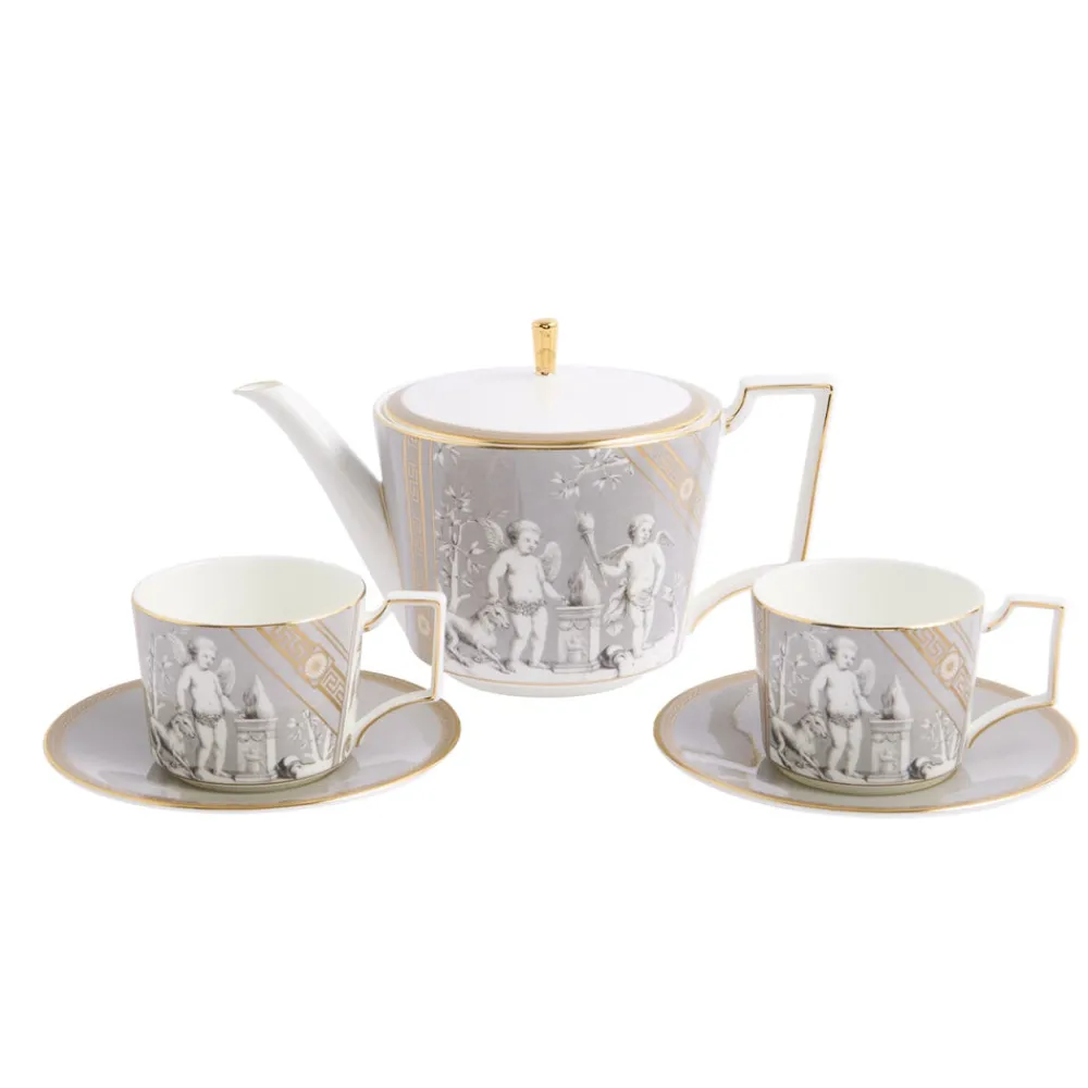 Wedgwood Dinnerware|Renassiance Teapot Tcup Scr in Grey, Set of 2