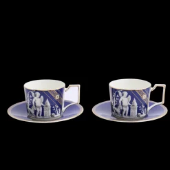 Wedgwood Dinnerware|Reniassance Teacup Saucer in Gold, Set of 2