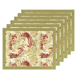 Couleur Nature Place Settings & Linens|Renne Reindeer Mats in Red & Green, Set of 6