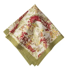 Couleur Nature Place Settings & Linens|Renne Reindeer Napkins in Red & Green, Set of 6