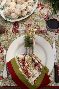 Couleur Nature Place Settings & Linens|Renne Reindeer Napkins in Red & Green, Set of 6