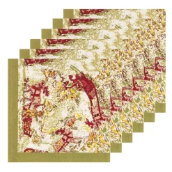 Couleur Nature Place Settings & Linens|Renne Reindeer Napkins in Red & Green, Set of 6