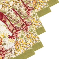 Couleur Nature Place Settings & Linens|Renne Reindeer Napkins in Red & Green, Set of 6