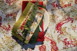 Couleur Nature Place Settings & Linens|Renne Reindeer Napkins in Red & Green, Set of 6