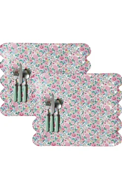 Coco & Wolf Place Settings & Linens|Reversible Cloud Placemat Made With Liberty Fabric in Betsy Candy Floss & Capel Fuchsia Pink