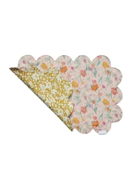 Coco & Wolf Place Settings & Linens|Reversible Cloud Scallop Placemat Made With Liberty Fabric in Spring Blooms & Betsy Boo