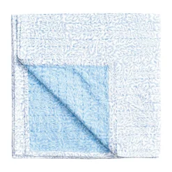 Caspari Place Settings & Linens|Reversible Kantha Table Cover in Blue Block Print Leaves