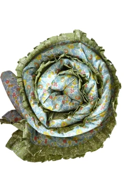 Coco & Wolf Place Settings & Linens|Reversible Ruffle Edge Heirloom Quilt Made With Liberty Fabric in Betsy Sage & Capel Pistachio