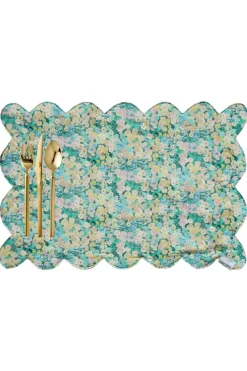 Coco & Wolf Place Settings & Linens|Reversible Scalloped Placemat Made With Liberty Fabric in Hollyhocks & Mitsi Valeria
