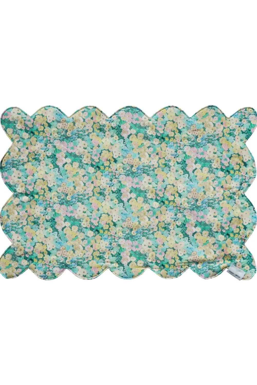 Coco & Wolf Place Settings & Linens|Reversible Scalloped Placemat Made With Liberty Fabric in Hollyhocks & Mitsi Valeria