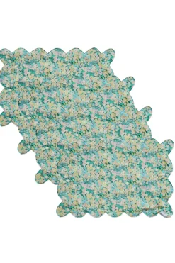 Coco & Wolf Place Settings & Linens|Reversible Scalloped Placemat Made With Liberty Fabric in Hollyhocks & Mitsi Valeria