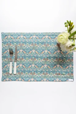Coco & Wolf Place Settings & Linens|Reversible Stitch Placemat Made With Liberty Fabric in Strawberry Thief & Eva Belle