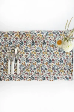 Coco & Wolf Place Settings & Linens|Reversible Stitch Placemat Made With Liberty Fabric in Feather Meadow & Annabella