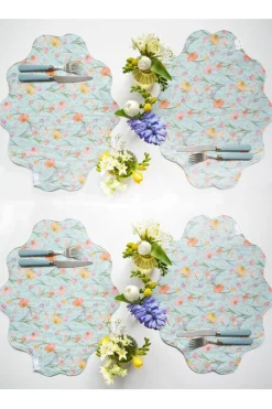 Coco & Wolf Place Settings & Linens|Reversible Wavy Placemat Made With Liberty Fabric in Spring Blooms & Meadowland