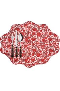 Coco & Wolf Place Settings & Linens|Reversible Wavy Placemat Made With Liberty Fabric in in Sambourne Red & Mitsi Valeria Red