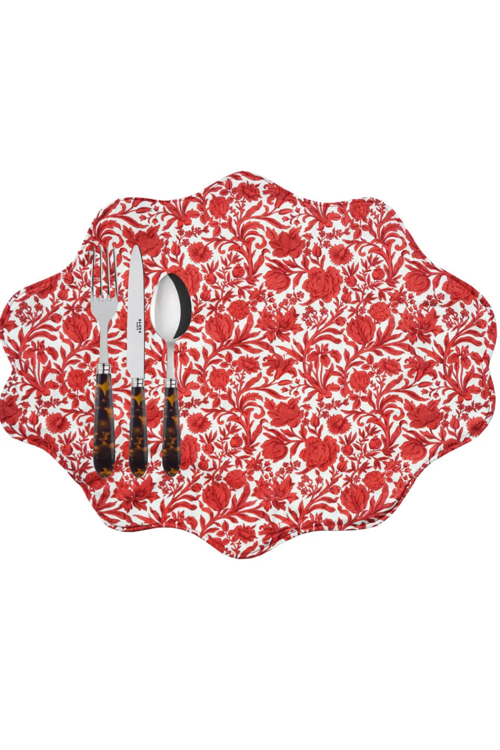Coco & Wolf Place Settings & Linens|Reversible Wavy Placemat Made With Liberty Fabric in in Sambourne Red & Mitsi Valeria Red