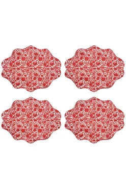 Coco & Wolf Place Settings & Linens|Reversible Wavy Placemat Made With Liberty Fabric in in Sambourne Red & Mitsi Valeria Red
