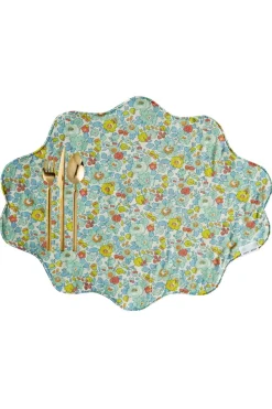 Coco & Wolf Place Settings & Linens|Reversible Wavy Placemat Made With Liberty Fabric in Betsy Sage & Strawberry Thief