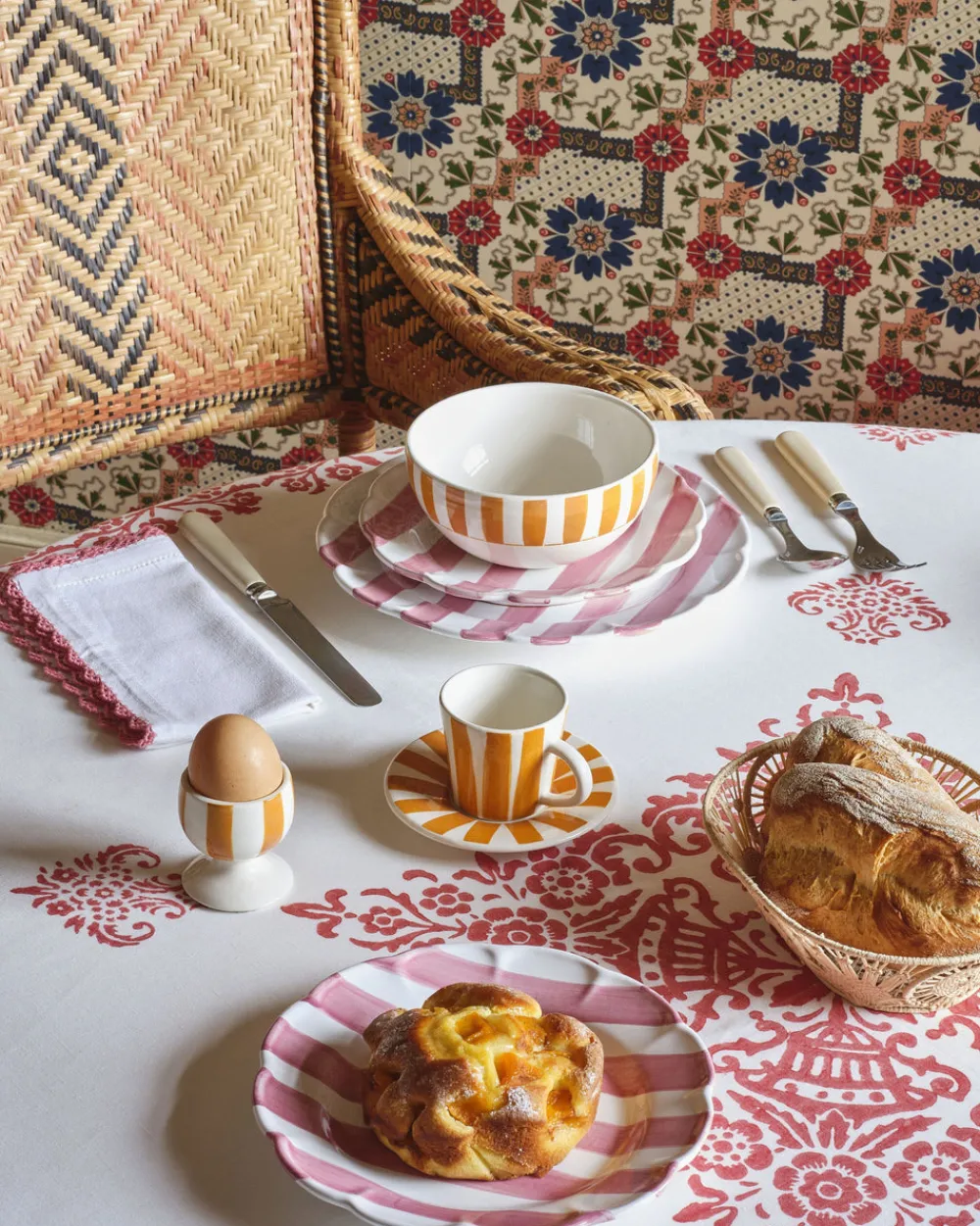 Cabana Dinnerware|Righe Dinner Plate, Pink