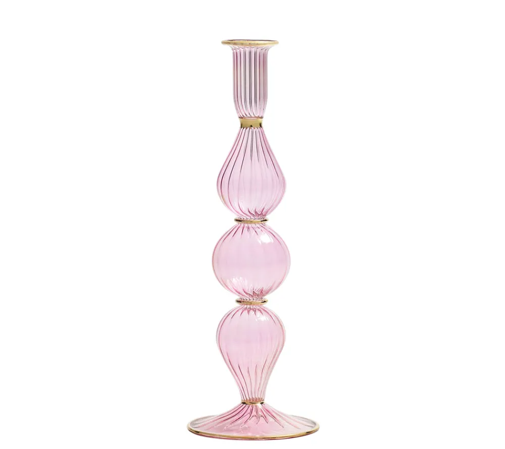 Kim Seybert Candles|Ripple Candle Holder in Pink
