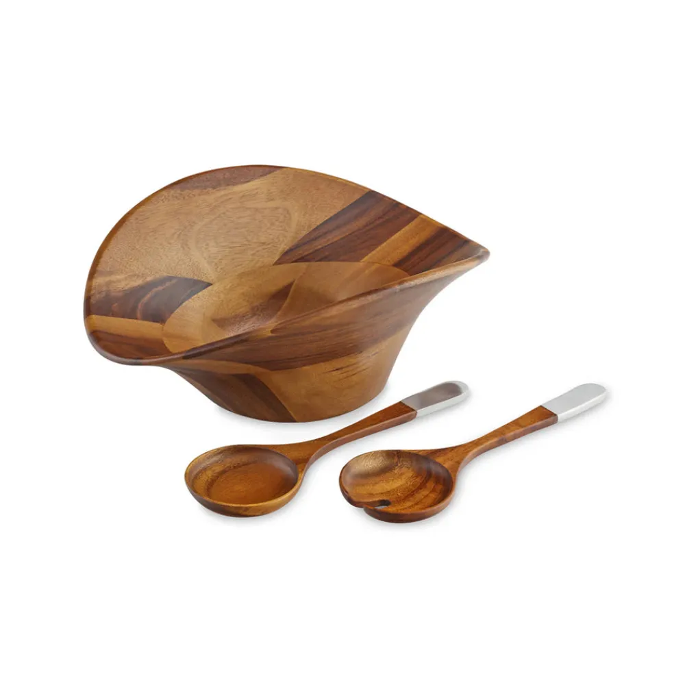 Nambe Dinnerware|Ripple Salad Bowl with Servers