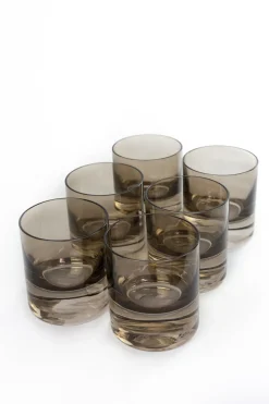 Estelle Colored Glass Bar|Glassware|Rocks Glass, Set of 6 in Gray Smoke