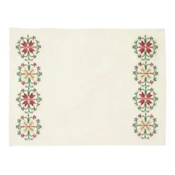 Cabana Place Settings & Linens|Rohida Embroidered Placemat, Red and White, Set of 2