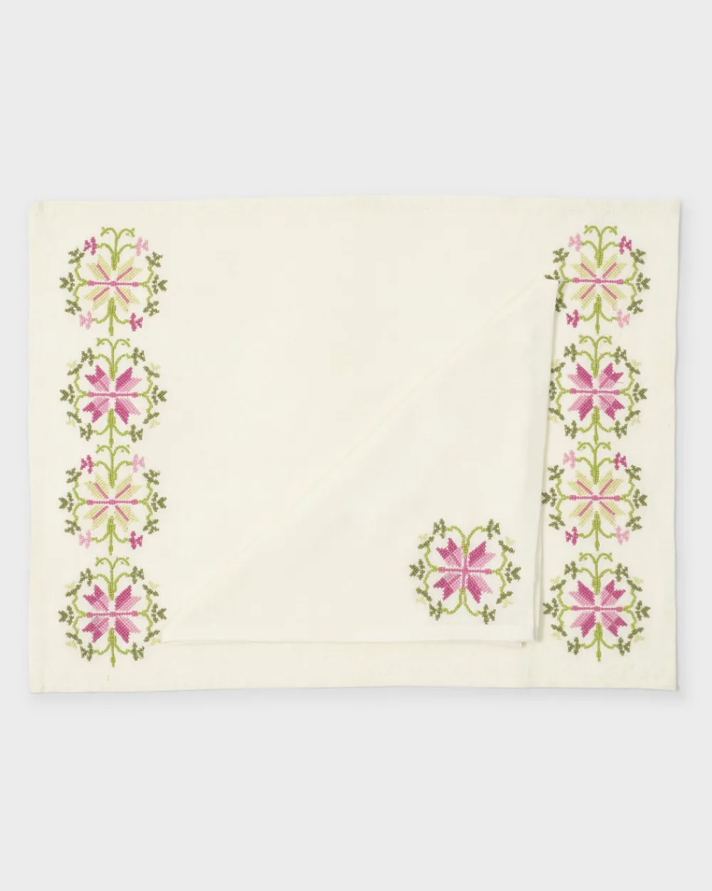 Cabana Place Settings & Linens|Rohida Embroidered Placemat, Pink and Green, Set of 2
