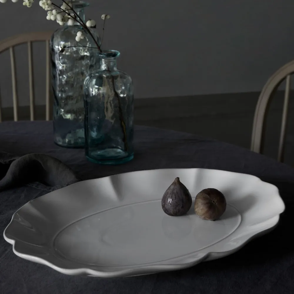 Costa Nova Dinnerware|Rosa Collection Oval Platter 12" in White