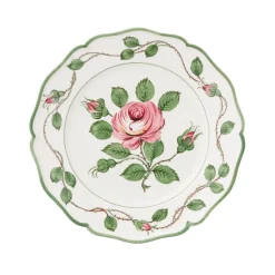 Este Ceramiche Dinnerware|Rose Dessert Plates in Green/Pink, Set of 6